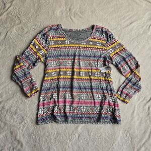 Torrid Gray and Blue Graphic 3/4 Sleeve Blouse